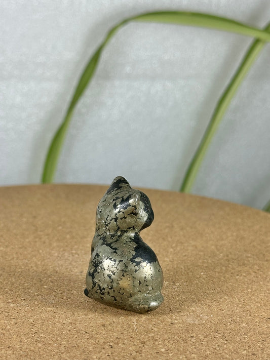 Tourmaline & Pyrite Cat Carving