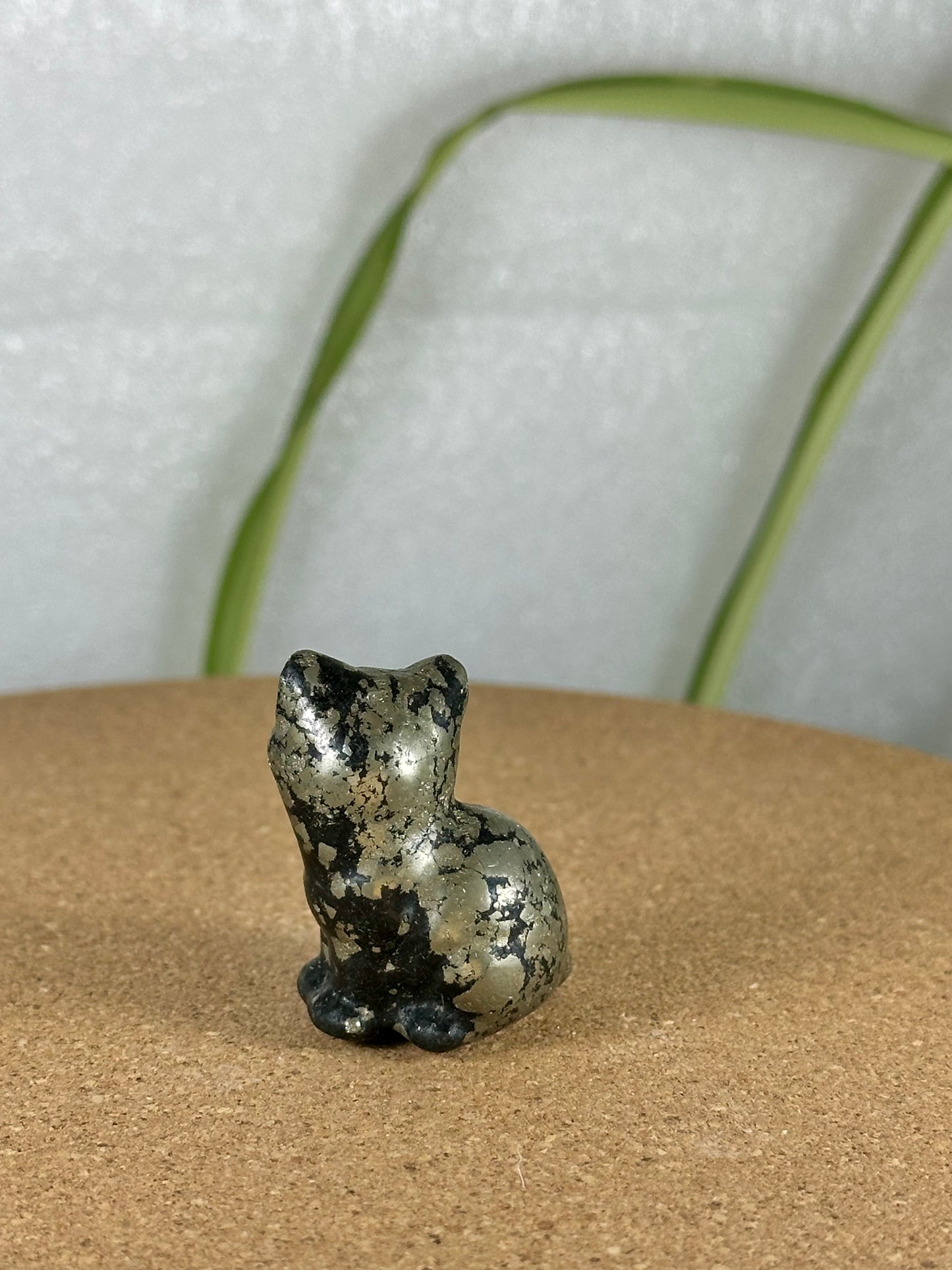 Tourmaline & Pyrite Cat Carving