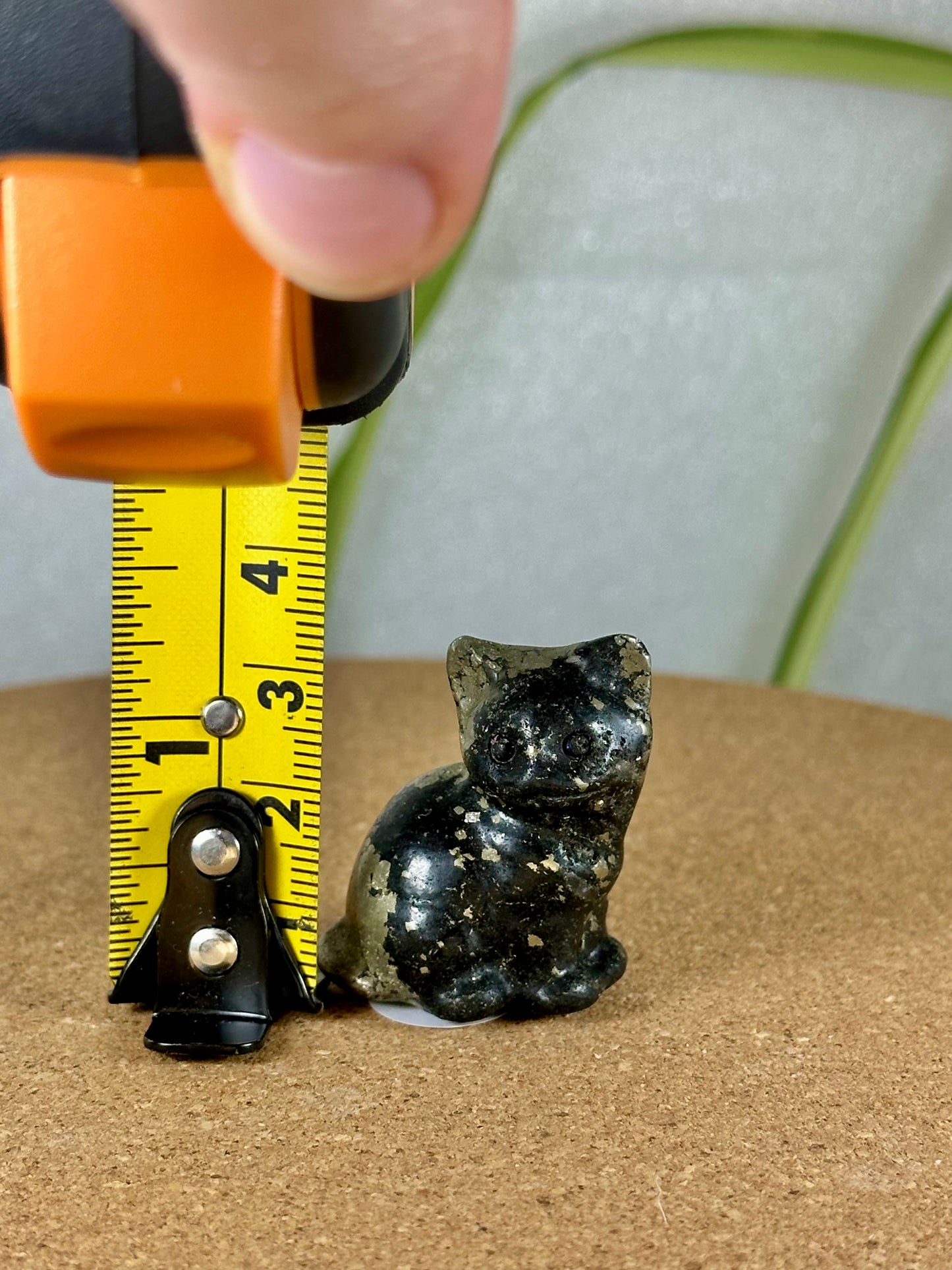 Tourmaline & Pyrite Cat Carving